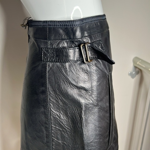 Tomas Maier Sz 0 Black Leather Midi Skirt New with Tags - Picture 3 of 9
